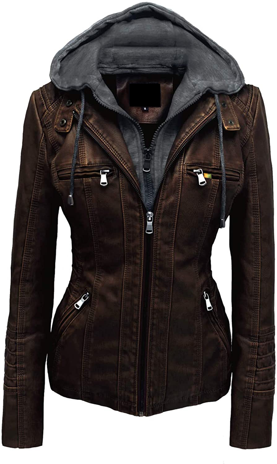 Women’s Hooded Premium Leather Jacket – Sports Grab